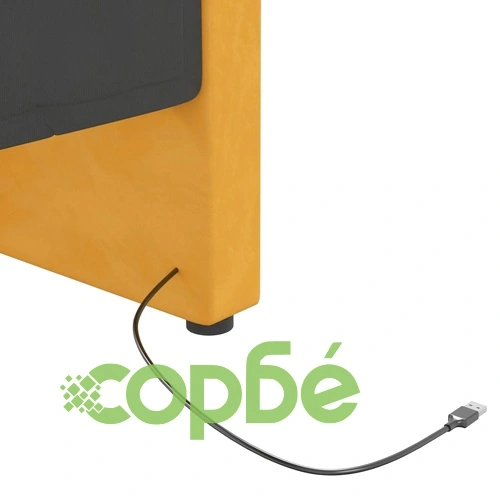 Дневно легло, USB, жълто кадифе, 90х200 см ➤ топ цена ➤ sorbe.bg