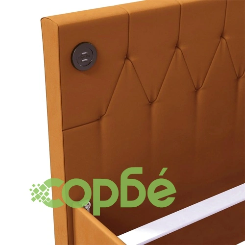 Дневно легло, USB, кафяво кадифе, 90х200 см ➤ топ цена ➤ sorbe.bg