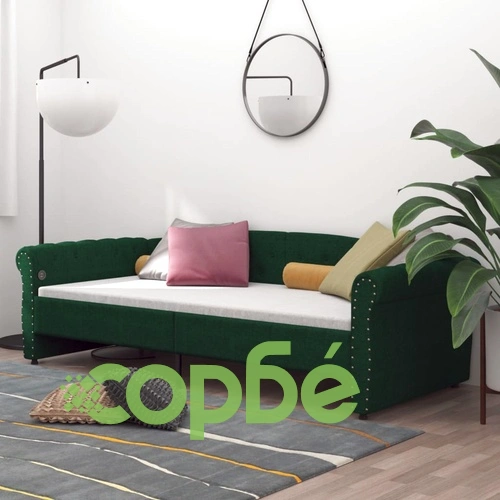 Дневно легло, USB, тъмнозелено, текстил, 90х200 см ➤ топ цена ➤ sorbe.bg