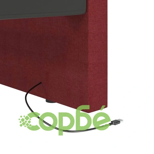 Дневно легло, USB, виненочервено, текстил, 90х200 см ➤ топ цена ➤ sorbe.bg