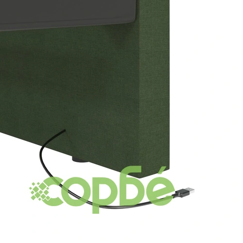 Дневно легло, USB, тъмнозелено, текстил, 90х200 см ➤ топ цена ➤ sorbe.bg