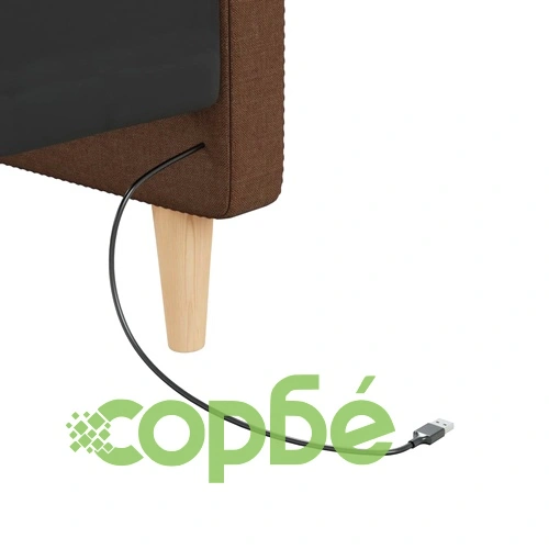 Дневно легло, USB, кафяво, текстил, 90х200 см ➤ топ цена ➤ sorbe.bg