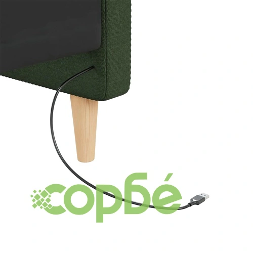 Дневно легло, USB, тъмнозелено, текстил, 90х200 см ➤ топ цена ➤ sorbe.bg