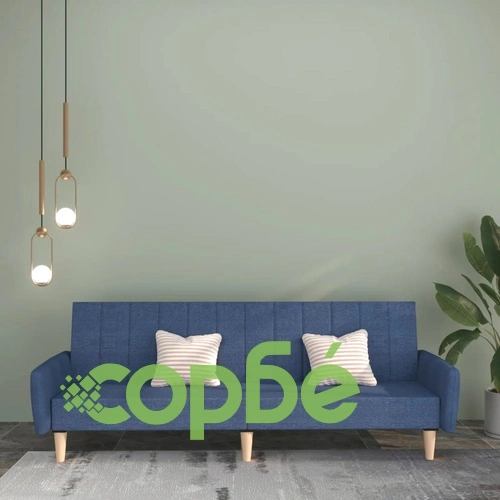2-местно разтегателно канапе, синьо, текстил ➤ топ цена ➤ sorbe.bg