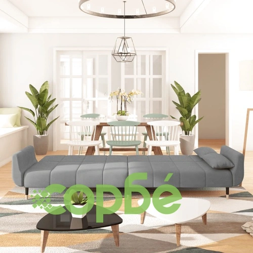 2-местно разтегателно канапе с 2 възглавници светлосиво кадифе ➤ топ цена ➤ sorbe.bg