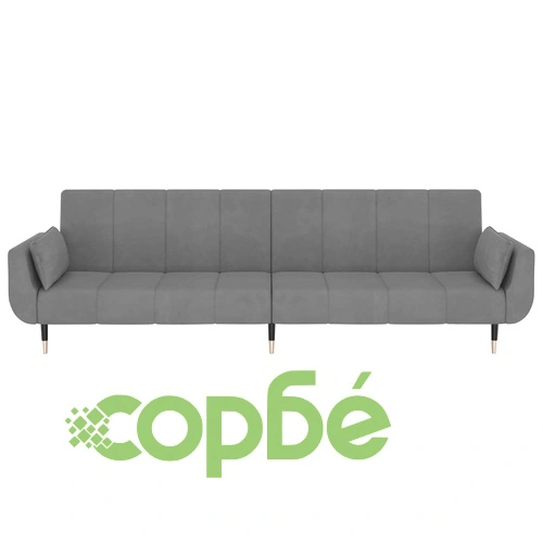 2-местно разтегателно канапе с 2 възглавници светлосиво кадифе ➤ топ цена ➤ sorbe.bg