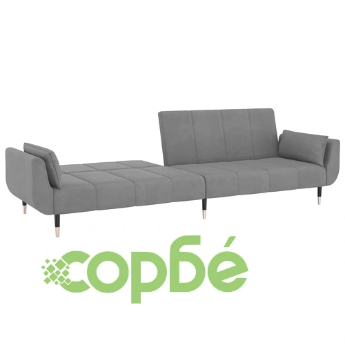 2-местно разтегателно канапе с 2 възглавници светлосиво кадифе ➤ топ цена ➤ sorbe.bg