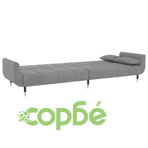 2-местно разтегателно канапе с 2 възглавници светлосиво кадифе ➤ топ цена ➤ sorbe.bg