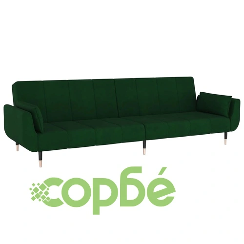 2-местно разтегателно канапе с 2 възглавници тъмнозелено кадифе ➤ топ цена ➤ sorbe.bg