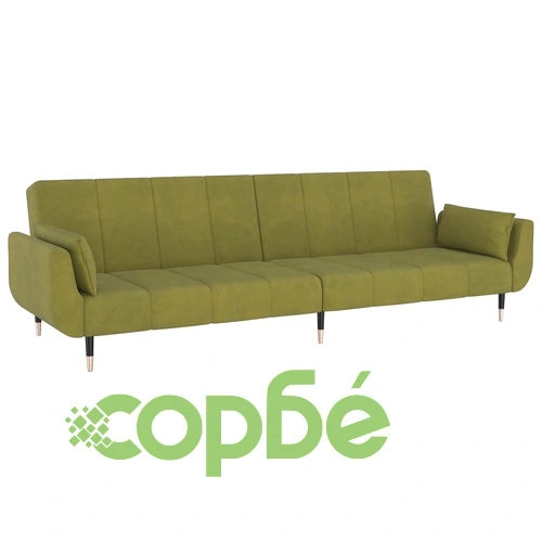 2-местно разтегателно канапе 2 възглавници светлозелено кадифе ➤ топ цена ➤ sorbe.bg