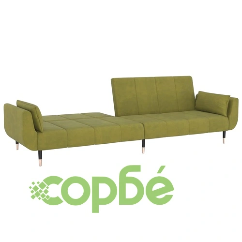 2-местно разтегателно канапе 2 възглавници светлозелено кадифе ➤ топ цена ➤ sorbe.bg