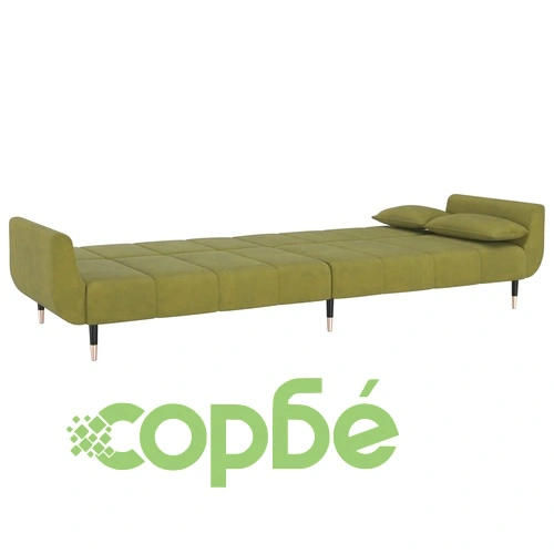 2-местно разтегателно канапе 2 възглавници светлозелено кадифе ➤ топ цена ➤ sorbe.bg