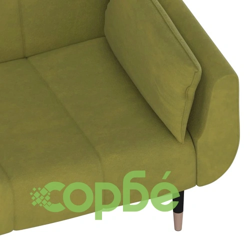 2-местно разтегателно канапе 2 възглавници светлозелено кадифе ➤ топ цена ➤ sorbe.bg