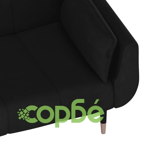 2-местно разтегателно канапе с две възглавници, черно, кадифе ➤ топ цена ➤ sorbe.bg