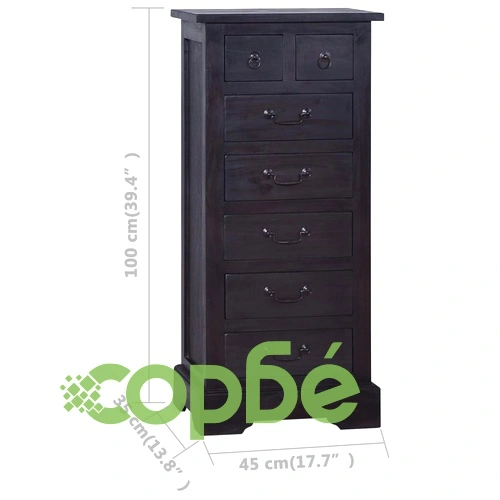 Скрин с чекмеджета, свотлочерен, 45x35x100 см, масивен махагон ➤ топ цена ➤ sorbe.bg