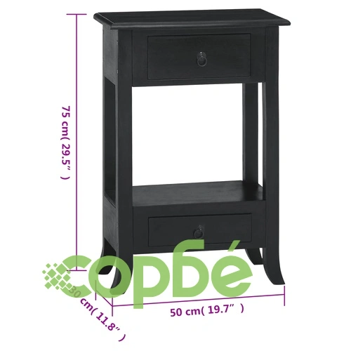 Конзолна маса с чекмеджета, черна, 50x30x75 см, махагон масив ➤ топ цена ➤ sorbe.bg