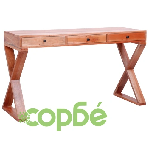 Компютърно бюро, естествен цвят, 115x47x77 см, махагон масив ➤ топ цена ➤ sorbe.bg