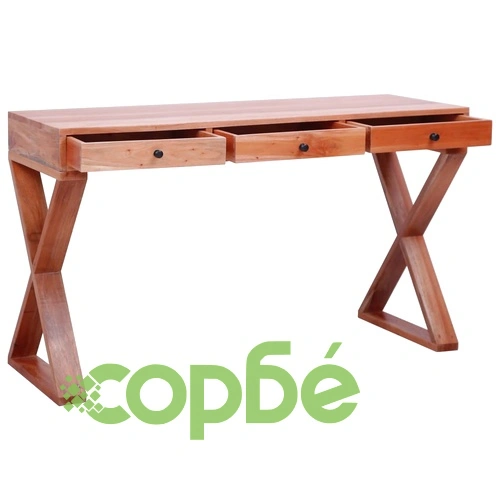 Компютърно бюро, естествен цвят, 115x47x77 см, махагон масив ➤ топ цена ➤ sorbe.bg