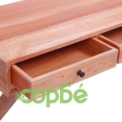 Компютърно бюро, естествен цвят, 115x47x77 см, махагон масив ➤ топ цена ➤ sorbe.bg