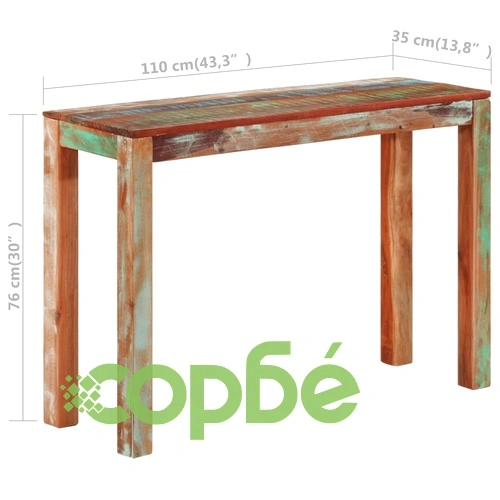 Конзолна маса, 110x35x76 см, регенерирано дърво масив ➤ топ цена ➤ sorbe.bg