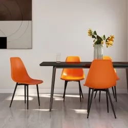 Трапезни столове, 4 бр, оранжеви, РР
