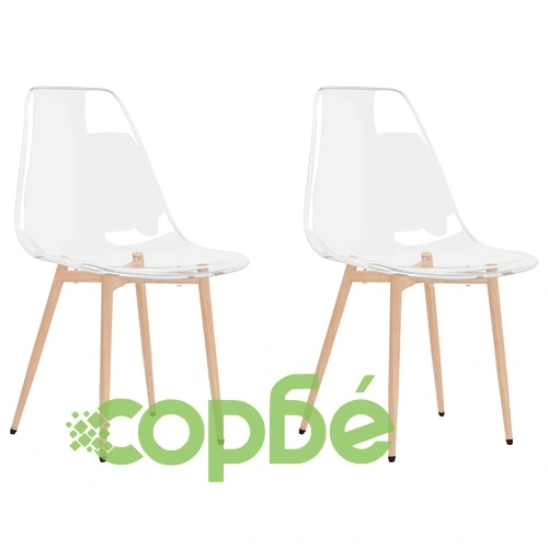Трапезни столове, 2 бр, прозрачни, PET ➤ топ цена ➤ sorbe.bg