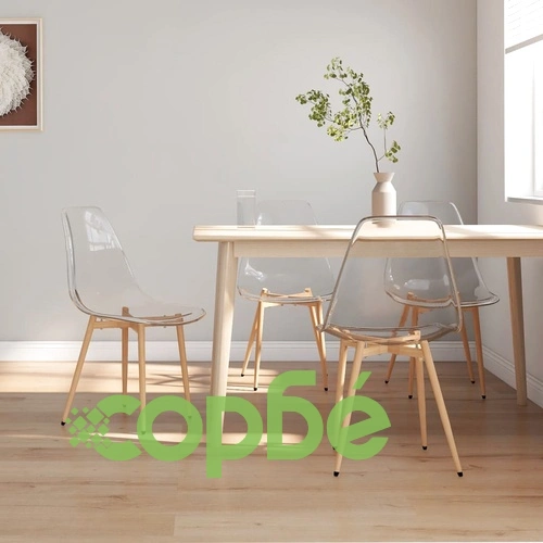 Трапезни столове, 4 бр, прозрачни, PET ➤ топ цена ➤ sorbe.bg