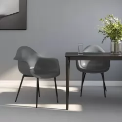 Трапезни столове, 2 бр, сиви, PP