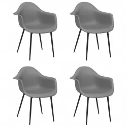 Трапезни столове, 4 бр, сиви, PP