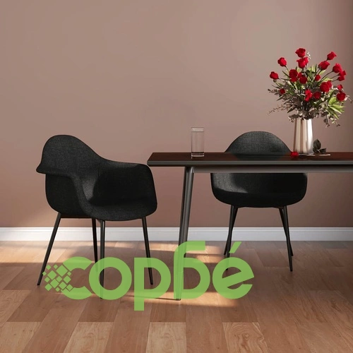Трапезни столове, 2 бр, черни, текстил ➤ топ цена ➤ sorbe.bg
