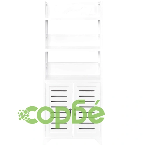 Шкаф витрина, бял, 46x24x140 см, масивно дърво пауловния ➤ топ цена ➤ sorbe.bg