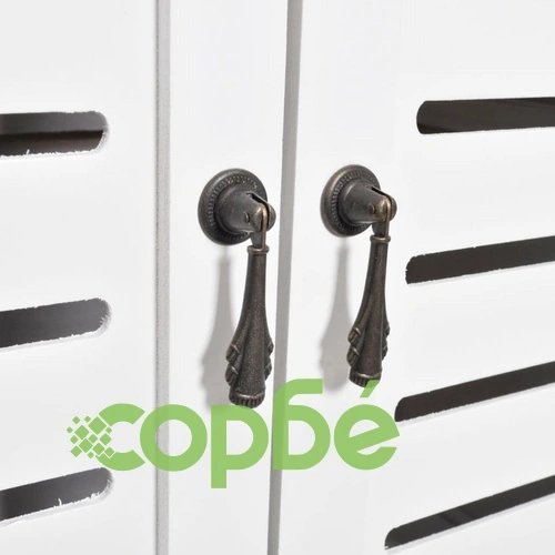 Шкаф витрина, бял, 46x24x140 см, масивно дърво пауловния ➤ топ цена ➤ sorbe.bg