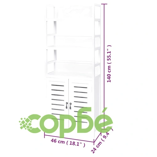 Шкаф витрина, бял, 46x24x140 см, масивно дърво пауловния ➤ топ цена ➤ sorbe.bg