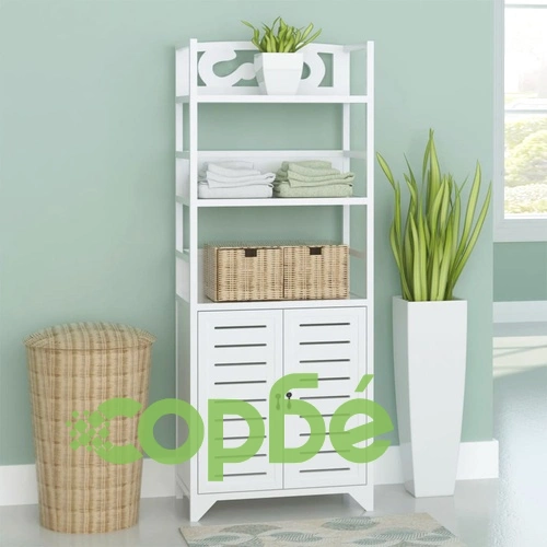 Шкаф витрина, бял, 46x24x140 см, масивно дърво пауловния ➤ топ цена ➤ sorbe.bg