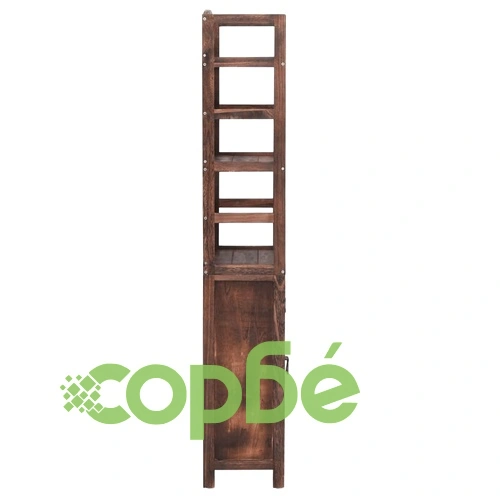 Шкаф витрина, тъмнокафяв, 46x24x140 см, масивно дърво пауловния ➤ топ цена ➤ sorbe.bg