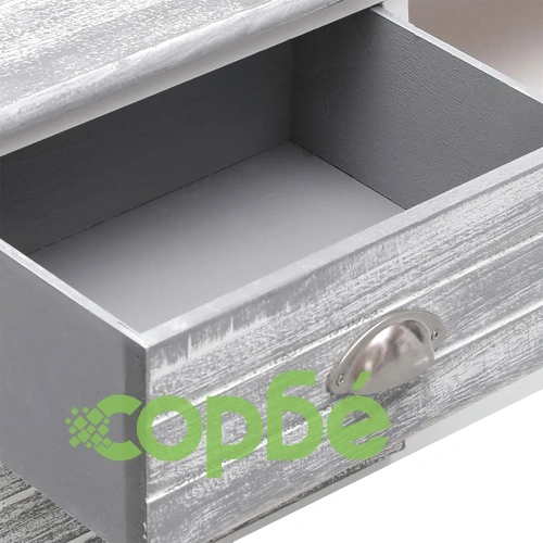 ТВ шкаф, бяло и сиво, 108x30x40 cм, дърво от пауловния масив ➤ топ цена ➤ sorbe.bg