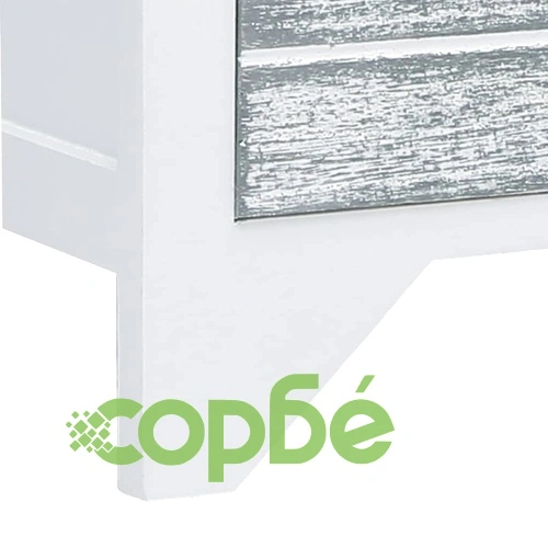 ТВ шкаф, бяло и сиво, 108x30x40 cм, дърво от пауловния масив ➤ топ цена ➤ sorbe.bg