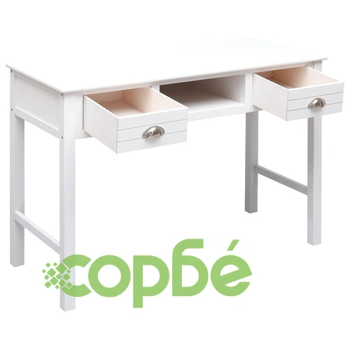 Бюро, бяло, 108x45x76 см, масивна дървесина пауловния ➤ топ цена ➤ sorbe.bg