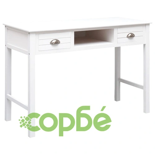 Бюро, бяло, 108x45x76 см, масивна дървесина пауловния ➤ топ цена ➤ sorbe.bg