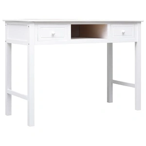 Бюро, бяло, 108x45x76 см, масивна дървесина пауловния