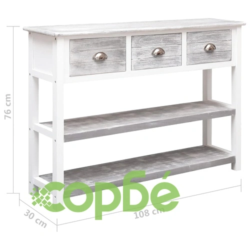 Сайдборд, антично сиво, 108x30x76 cм, пауловния масив ➤ топ цена ➤ sorbe.bg