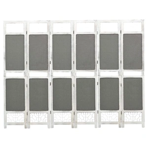 Параван за стая, 6 панела, сив, 210x165 cм, текстил