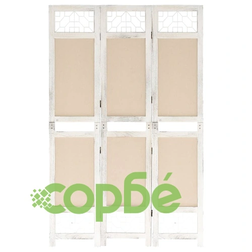 Параван за стая, 3 панела, кремав, 105x165 cм, текстил ➤ топ цена ➤ sorbe.bg