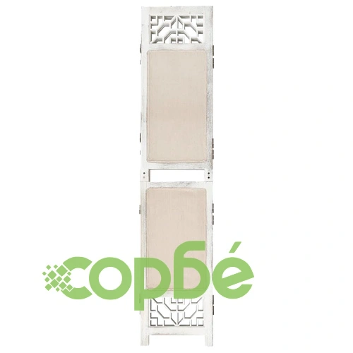 Параван за стая, 3 панела, кремав, 105x165 cм, текстил ➤ топ цена ➤ sorbe.bg