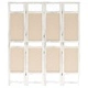 338559  4-Panel Room Divider Cream 140x165 cm Fabric