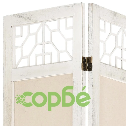 338559  4-Panel Room Divider Cream 140x165 cm Fabric ➤ топ цена ➤ sorbe.bg