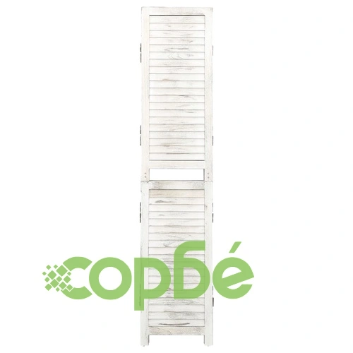 Параван за стая 5 панела антично бяло 178,5x166 cм дървен масив ➤ топ цена ➤ sorbe.bg