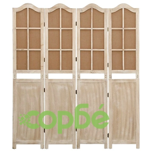 Параван за стая, 4 панела, кафяв, 140x165 см, плат ➤ топ цена ➤ sorbe.bg