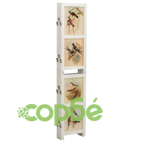 Параван за стая, 6 панела, бял, 214x165 cм, пауловния масив ➤ топ цена ➤ sorbe.bg