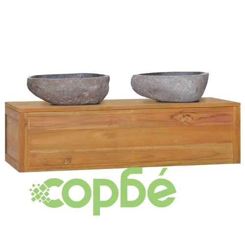 Стенен шкаф за баня, 110x45x30 см, тиково дърво масив ➤ топ цена ➤ sorbe.bg